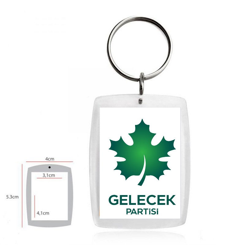 Gelecek Partisi Baskılı Promosyon Halkalı Akrilik Anahtarlık