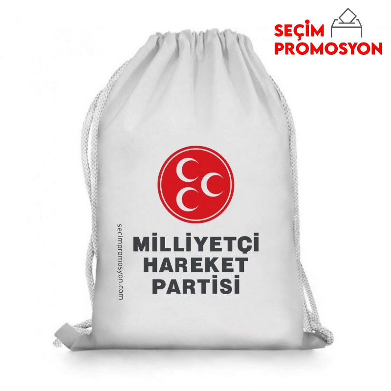 Milliyetçi Hareket Partisi Logo Baskılı Promosyon ip BÜZGÜLÜ Çanta