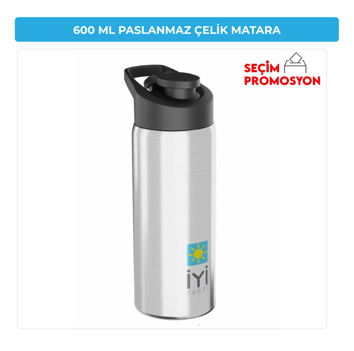 600 ML İYİ Parti Promosyon Paslanmaz Çelik Matara