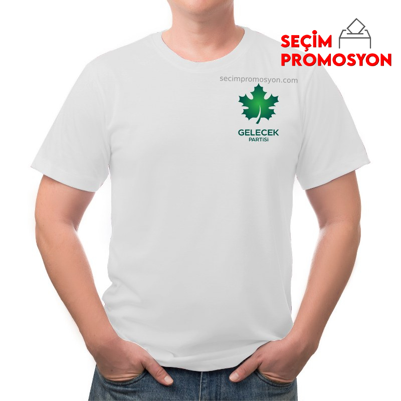 Gelecek Partisi Baskılı Promosyon Yuvarlak Yaka T-Shirt