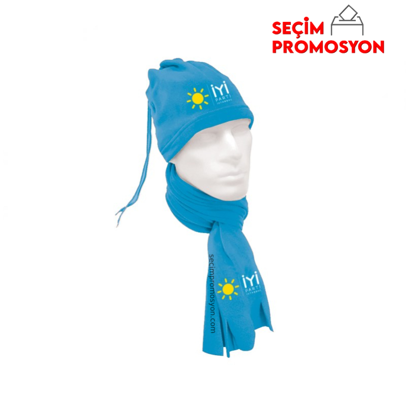 İYİ Parti Promosyon Büzgülü Bere - Atkı Takımı