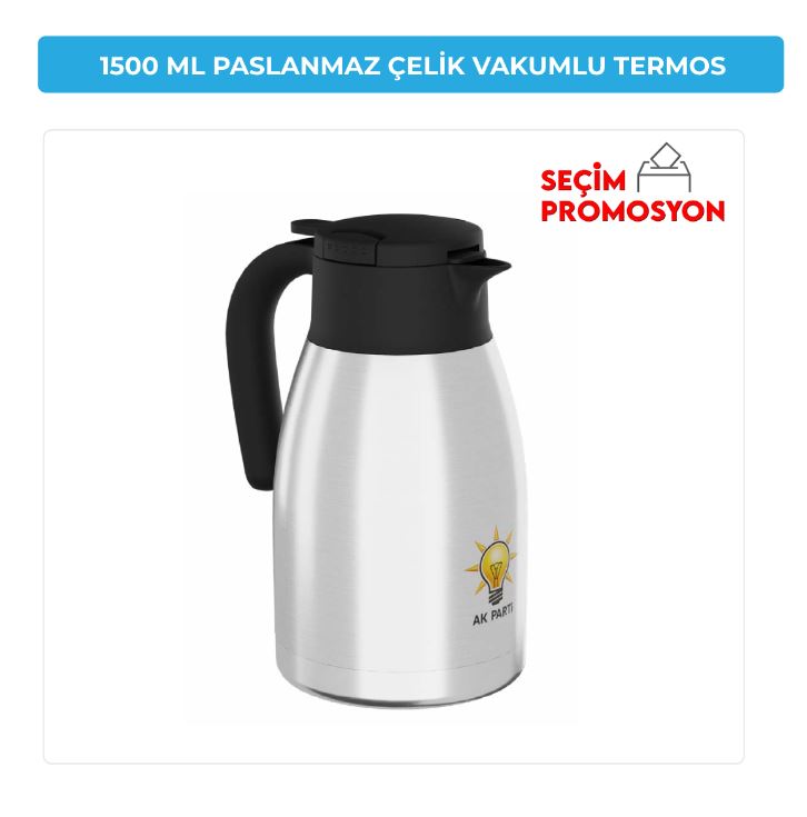 AK Parti Promosyon 1500 ML PASLANMAZ ÇELİK VAKUMLU TERMOS